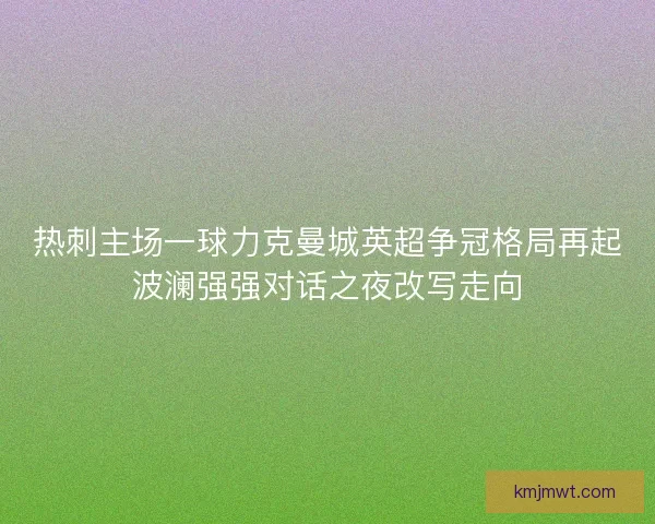 热刺主场一球力克曼城英超争冠格局再起波澜强强对话之夜改写走向
