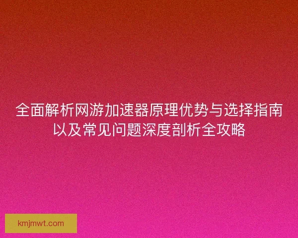 全面解析网游加速器原理优势与选择指南以及常见问题深度剖析全攻略